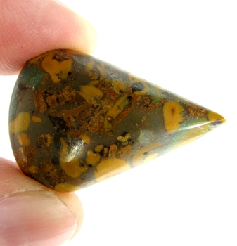 Bra Pris Vacker Mönstrad Frukt Jaspis 27,91 carat Dropp Cabochon Slipad Mycket Bra Kvalitet & Färg från Indien Köp Nu!