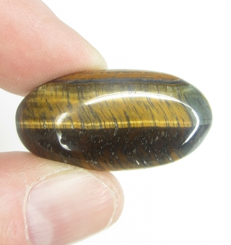 Bra Pris Stor Mycket Fin Lystrande Gulbrun Tigeröga 31,66 carat Oval Cabochon Mycket Bra Kvalite & Färg Mönster från Syd Afrika Köp Nu!