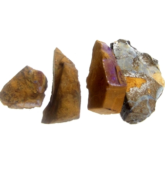 Bra Pris Parti 4 st Mycket Fin Rå Oslipad Koroit Boulder Opal 46,11 carat Naturlig Kristall/Bit Bra Färg Mönster & Kvalitet från Lightning Ridge Australien Köp Nu!