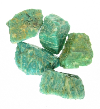 Good Price Parcel 5 pcs Very Fine Quality Beautiful Bluish Green White Patterned Rough Amazonite 64 grams Natural Broken Piece Beautiful Material & Good Color from Russia Buy Now!