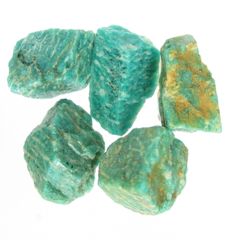 Bra Pris Parti 5 st Mycket Fin Kvalitet Vackert Blåaktigt Grön Vit Mönstrad Rå Amazonit 81 gram Naturligt Brottstycke Bit Härligt Matrial & Bra Färg från Ryssland Köp Nu!