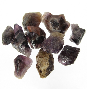 Bra Pris Parti 10 st Obehandlad Rå Oslipad Violett med Vit Kvartsbandad Ametist 155 carat Naturlig Kristall Bit Fin Färg & Kvalitet från Brasilien Köp Nu!