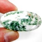 Bra Pris Mycket Vacker Vit Moss Agat 69,75 carat Oval Cabochon Slipning Väldigt Fin Färg & Kvalitet från Brasilien Köp Nu!
